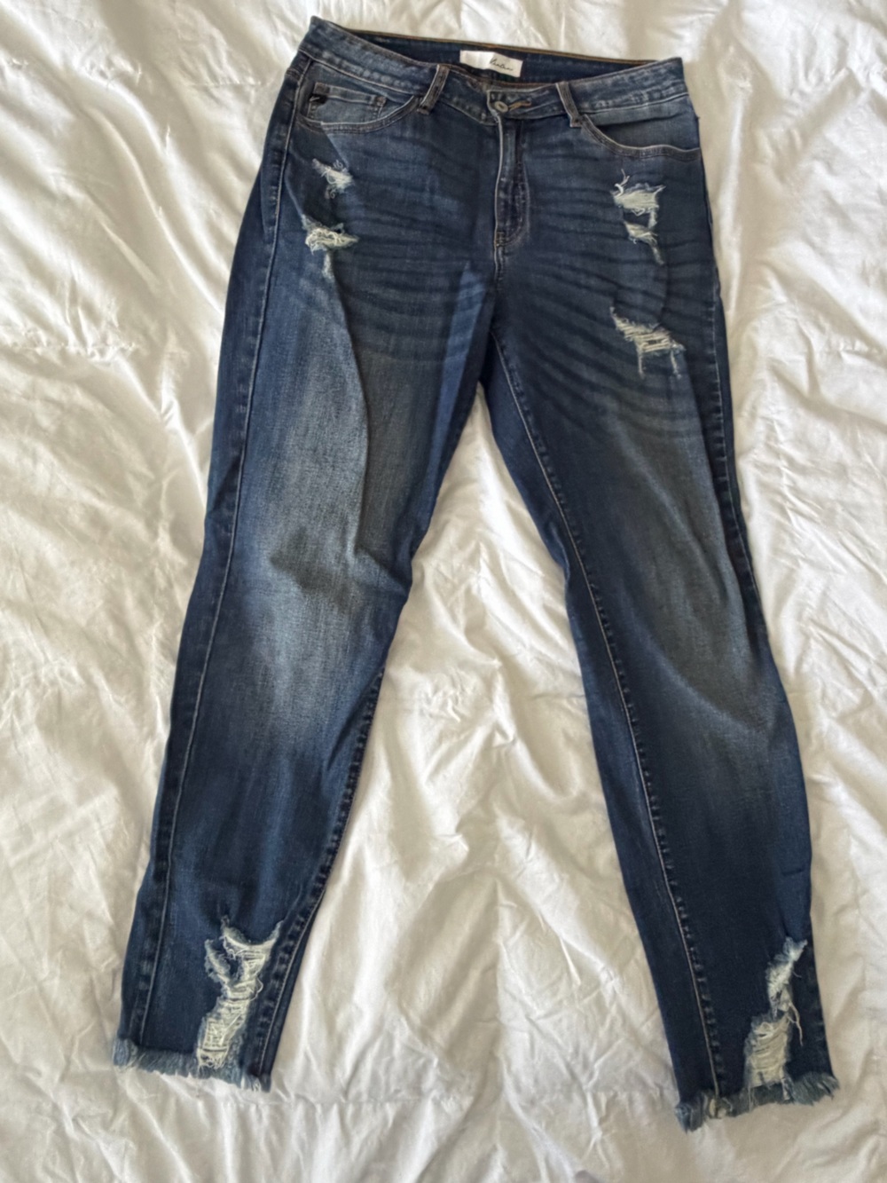 KanCan Dark Blue Denim Jeans with Brown Stitching
